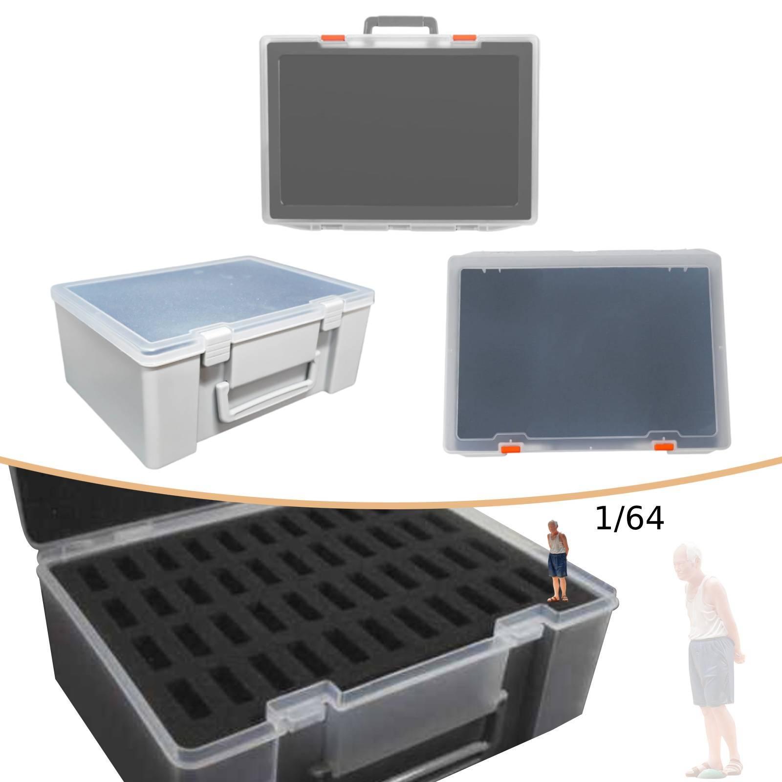 Model Kit Display Case - Robuste Modellbausatz-Aufbewahrungsbox 1:64 Miniatur-Figurenbox für Reisekoffer,