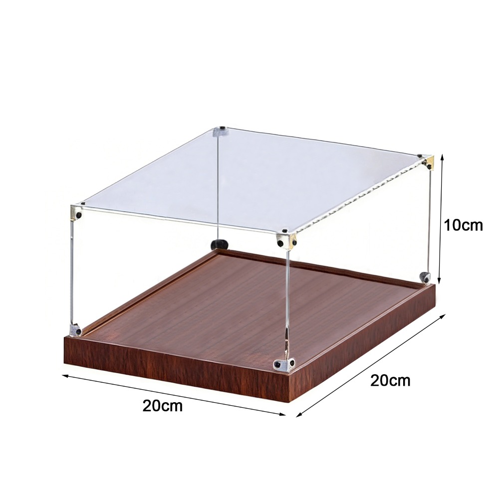 Model Kit Display Case - Transparente Acryl-Vitrine mit stapelbarem Design, Holzboden,