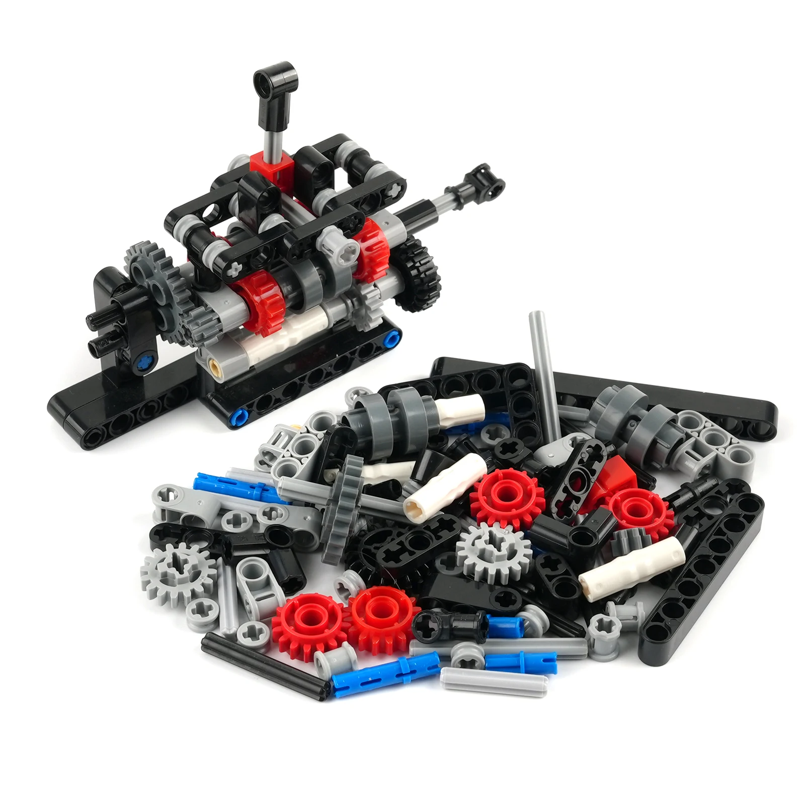 Model Kit Companies - 4-Gang-Schaltgetriebe-Bausteine-Set, DIY-Technik-Modell mit Differentialgetriebe, kleine Partikel,