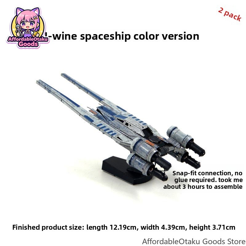 Model Kit Glue - Sci-Fi U-Wing-Stil Kampfflugzeug 3D Metallpuzzle Edelstahl