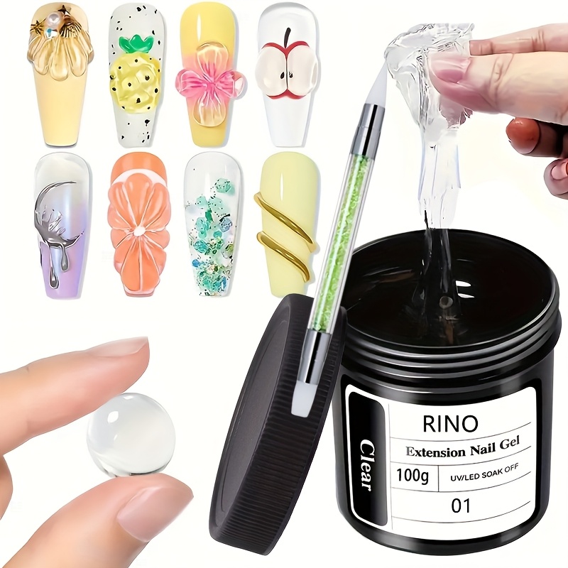 Model Kit Glue - 100g Klares Antihaft-Handverlängerungs-Nagelgel mit Modellierstift, 3D-Modellier-Strasskleber,