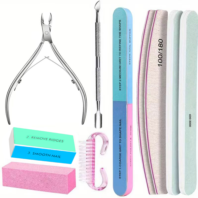 Sanding Stick Set - 10-teiliges Nagelkunst-Set mit professionellen Feilen, Polierschwamm,